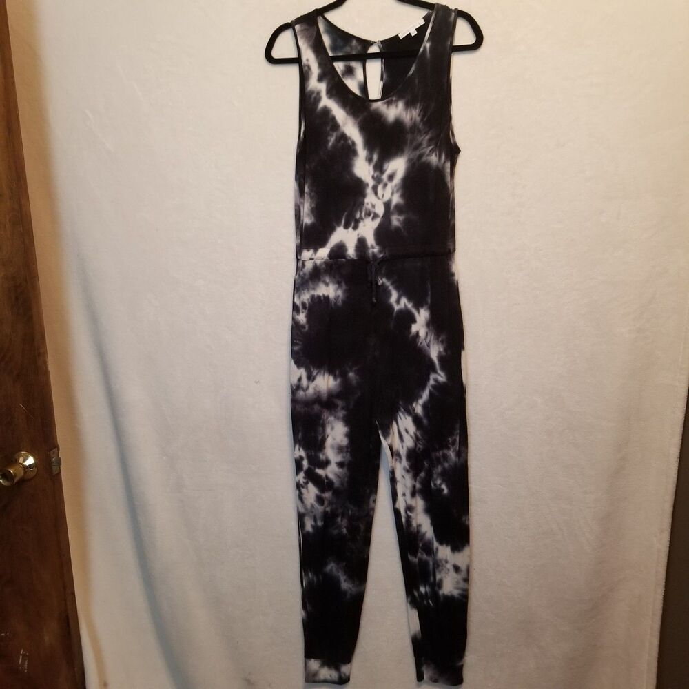 Antistar L Jumpsuit Navy Blue Tie Dye Jogger Jersey Knit Drawstring Waist Lounge